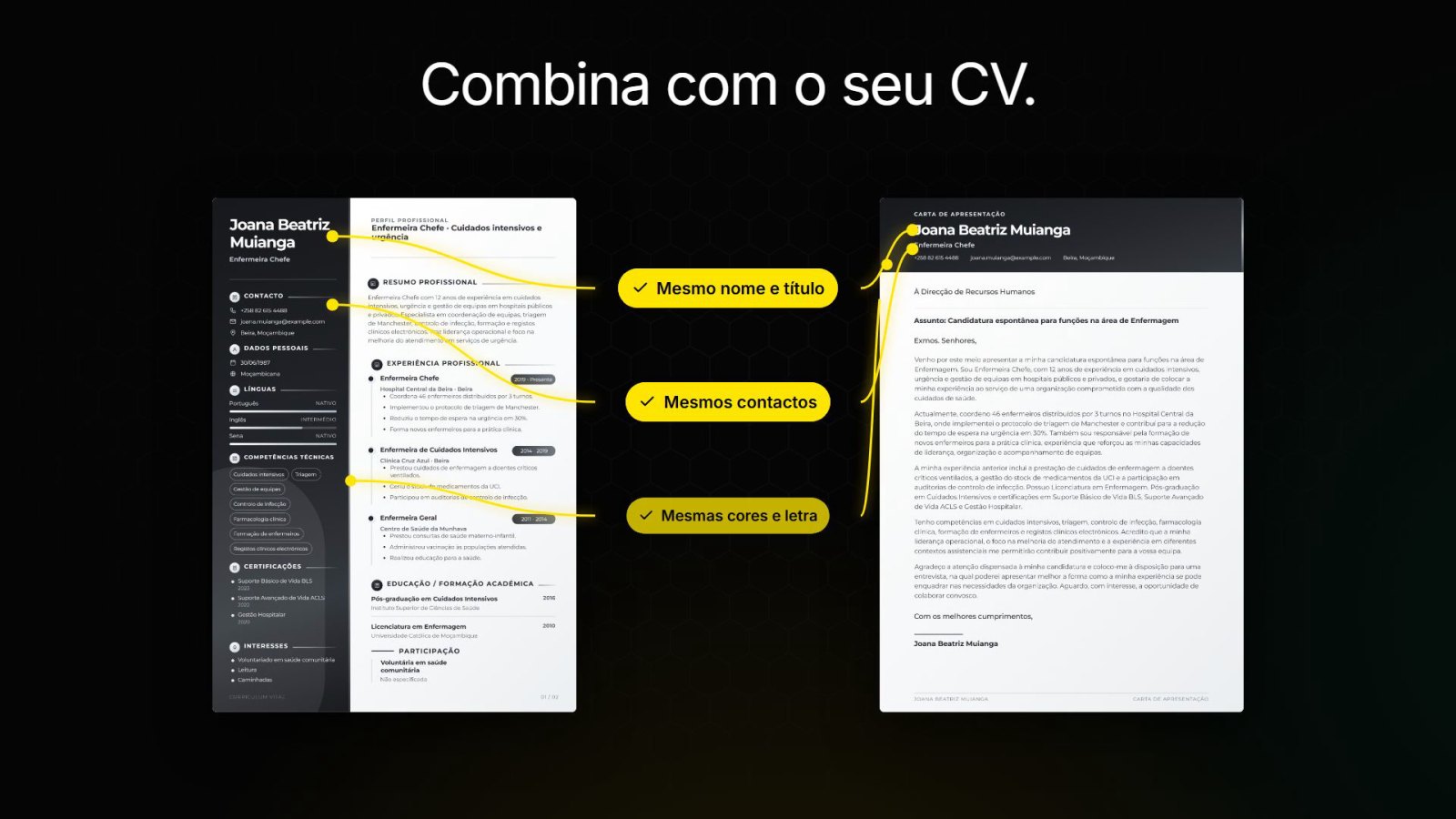 Uma carta de apresentação criada pelo Rapid MOZ