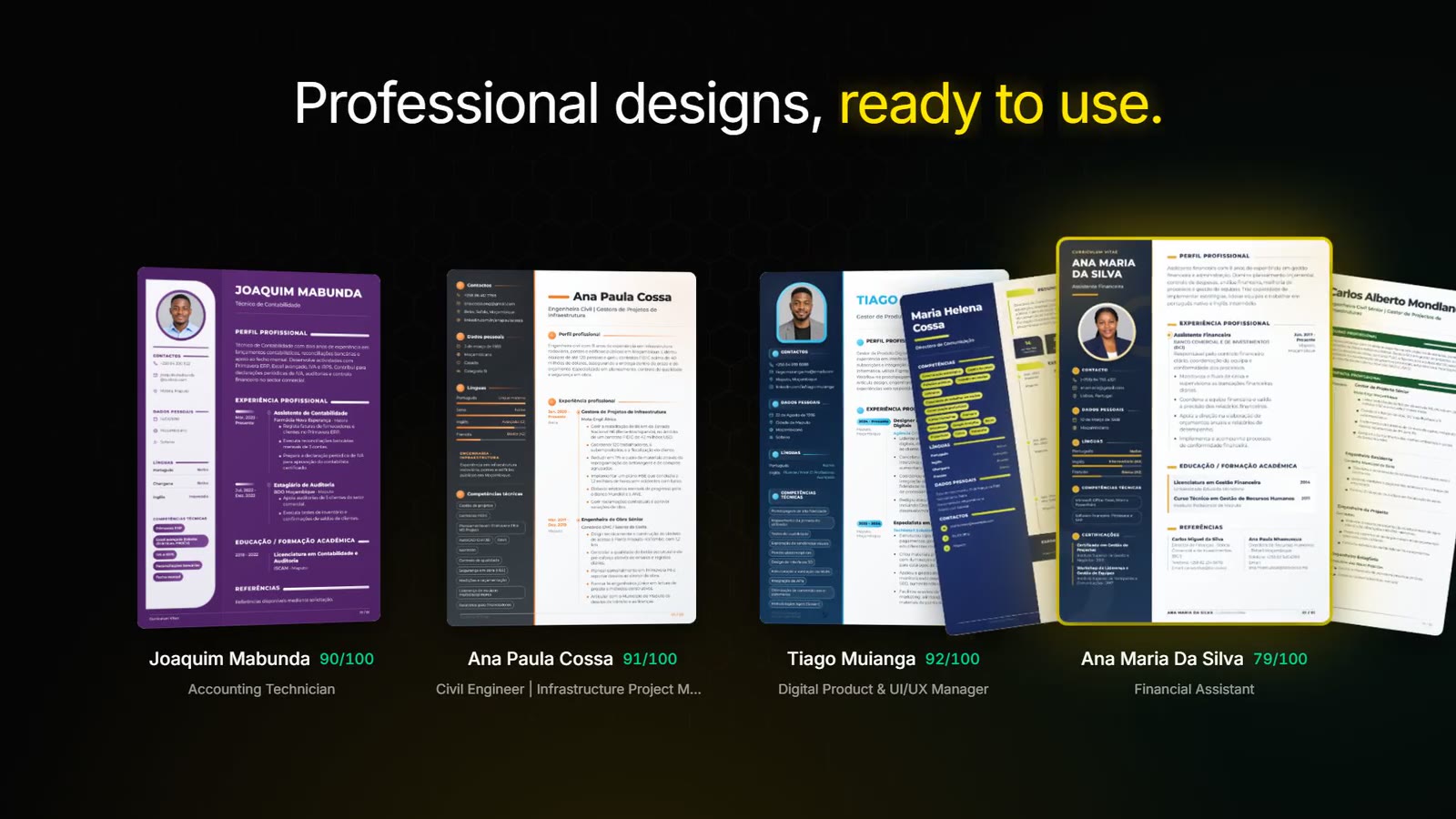 A professional CV created by Rapid MOZ, with a photo and two columns