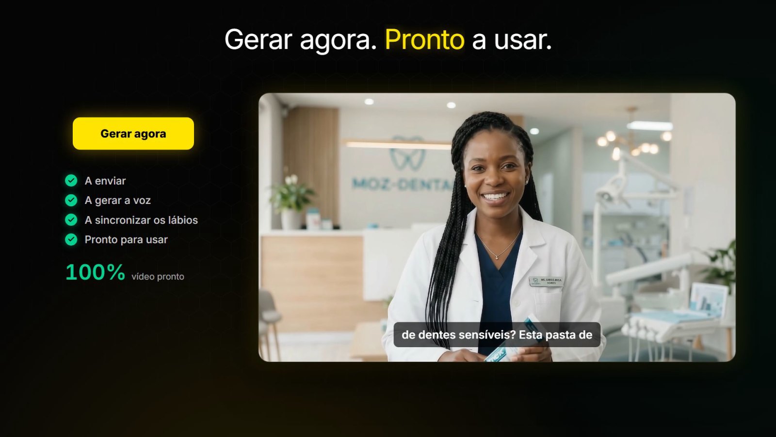 O Studio do Rapid MOZ a gerar um vídeo falado