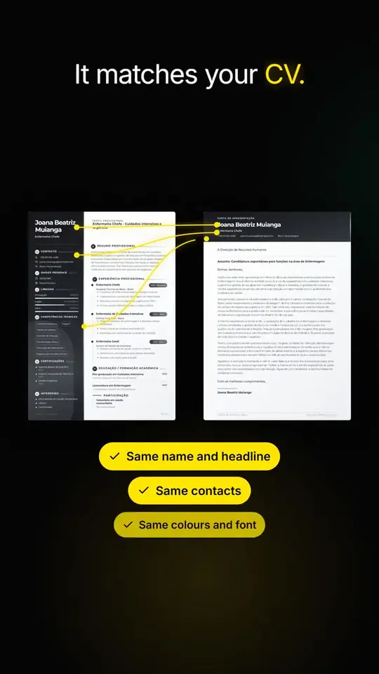 The cover letter, made from your CV.