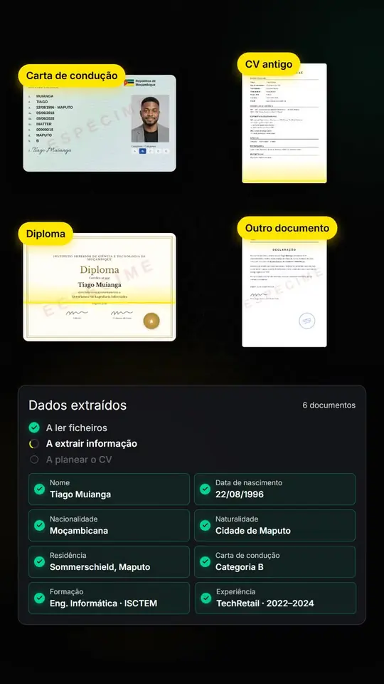 Leitura automática dos seus documentos.